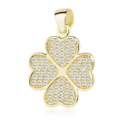 Pandantiv argint placat cu aur galben trifoi cu 4 foi cu pietre DiAmanti Z1448CG_W-DIA (Argint 925‰ 1,7 g.) 
